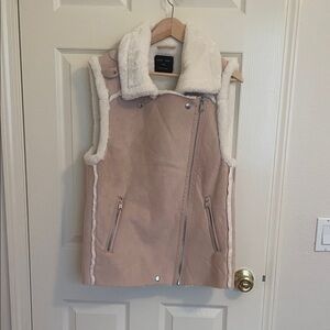 Love Tree Tan and White Shearling Vest